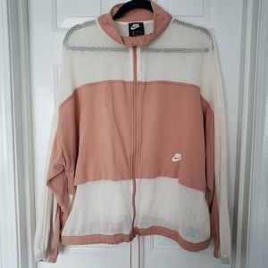 Nike Mesh Drawstring Zip Up in peach